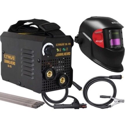 Maquina De Solda Inversora Mini ISL-125 Lynus 220v Eletrica Portatil + Mascara Solda Regulagem Fixa