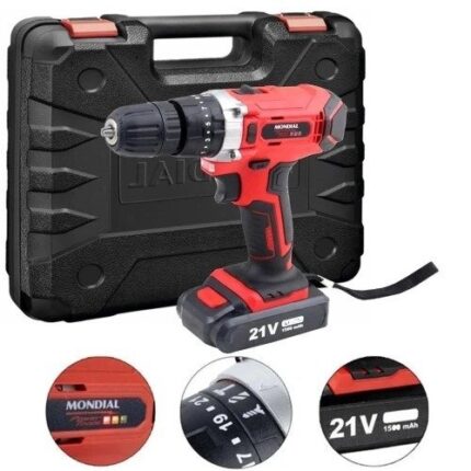 Parafusadeira furadeira de impacto 21V PF-09M bivolt com maleta mondial